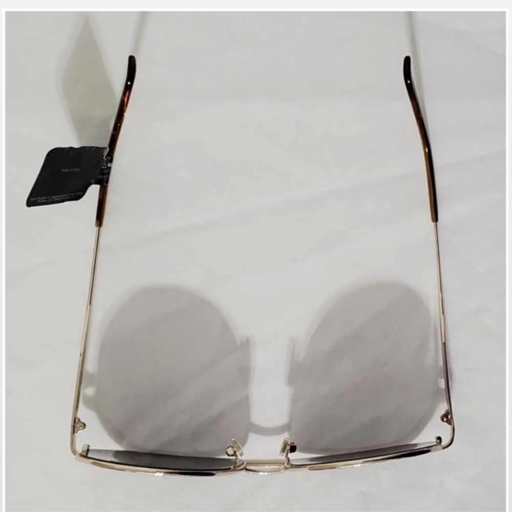 New Steve Madden Sunglasses Logo Printed Mirrored Aviators Black Gold NWT - Picture 13 of 16